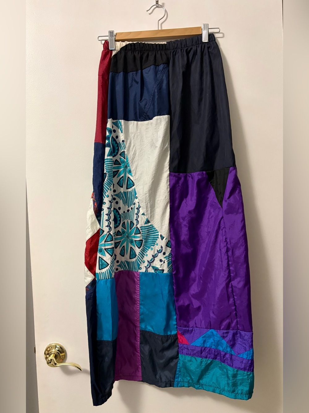 Urban Renewal Upcycled Patchwork Windbreaker New Maxi Skirt Size Small